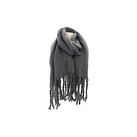 Winter Damen Schal » Winterschal Dread Style einfarbig » Fransenschal 180 x 50 cm » warmer Damenschal mit dicken Fransen » Hohes Volumen - Grau