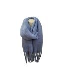 Winter Damen Schal » Winterschal Dread Style einfarbig » Fransenschal 180 x 50 cm » warmer Damenschal mit dicken Fransen » Hohes Volumen - Blau