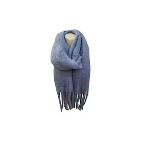 Winter Damen Schal » Winterschal Dread Style einfarbig » Fransenschal 180 x 50 cm » warmer Damenschal mit dicken Fransen » Hohes Volumen - Blau