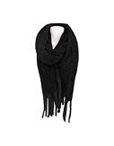 Winter Damen Schal » Winterschal Dread Style » Winterfarben » Fransenschal 187 x 50 cm » warmer Damenschal mit dicken Fransen » Hohes Volumen - Schwar