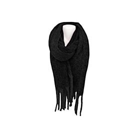 Winter Damen Schal » Winterschal Dread Style » Winterfarben » Fransenschal 187 x 50 cm » warmer Damenschal mit dicken Fransen » Hohes Volumen - Schwar