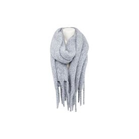 Winter Damen Schal » Winterschal Dread Style » Winterfarben » Fransenschal 187 x 50 cm » warmer Damenschal mit dicken Fransen » Hohes Volumen - Hellgr