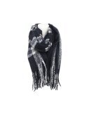 Winter Damen Schal » Winterschal kariert » Cashmera Soft » Damenschal » Fransenschal 180 x 65 cm - Schwarz