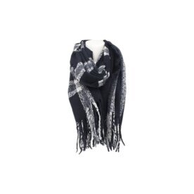 Winter Damen Schal » Winterschal kariert » Cashmera Soft » Damenschal » Fransenschal 180 x 65 cm - Schwarz