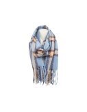 Winter Damen Schal » Winterschal kariert » Cashmera Soft » Damenschal » Fransenschal 180 x 65 cm - Blau