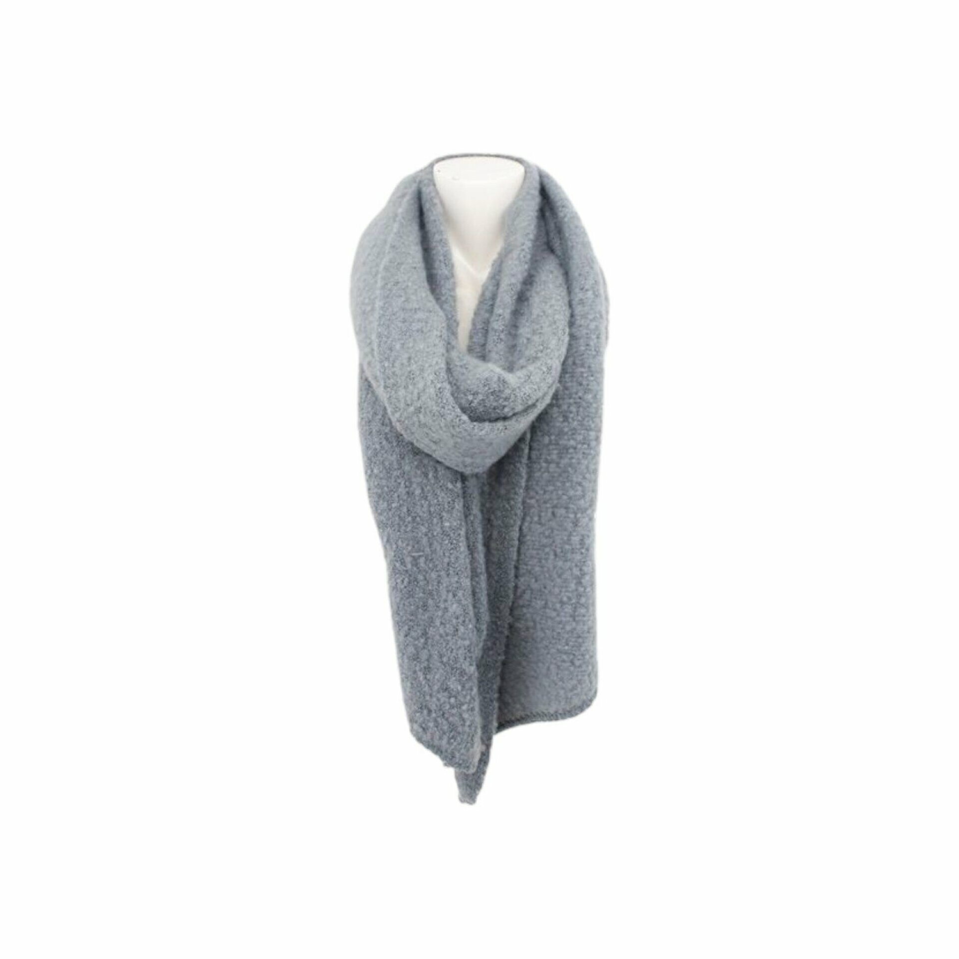 Winter Damen Schal Trapez » Bouclé Damenschal 200x40 cm » Winterschal Trapezschal » Alpaca Touch-Feeling | weich & flauschig - Hellgrau