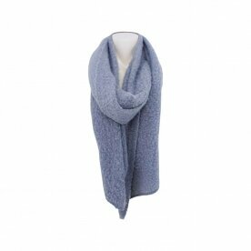 Winter Damen Schal Trapez » Bouclé Damenschal 200x40 cm » Winterschal Trapezschal » Alpaca Touch-Feeling | weich & flauschig - Blau