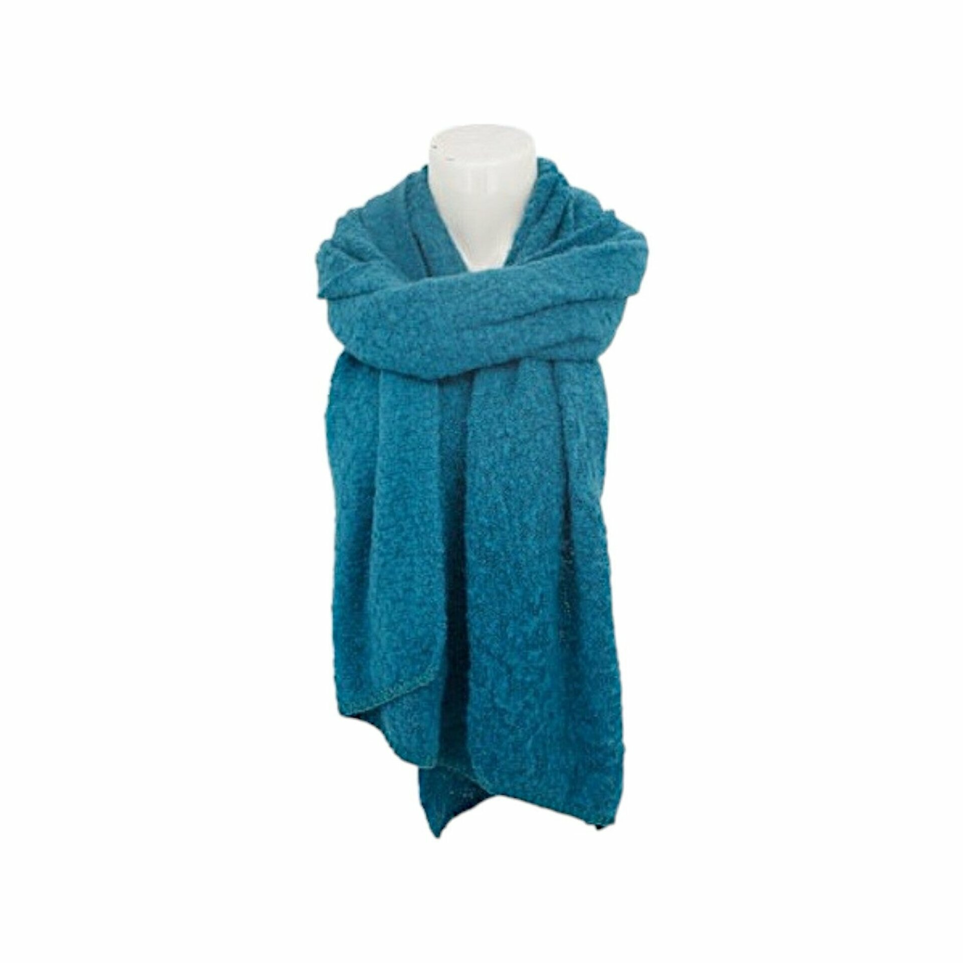 Winter Damen Schal Trapez » Bouclé Damenschal 200x40 cm » Winterschal Trapezschal » Alpaca Touch-Feeling | weich & flauschig - Petrol
