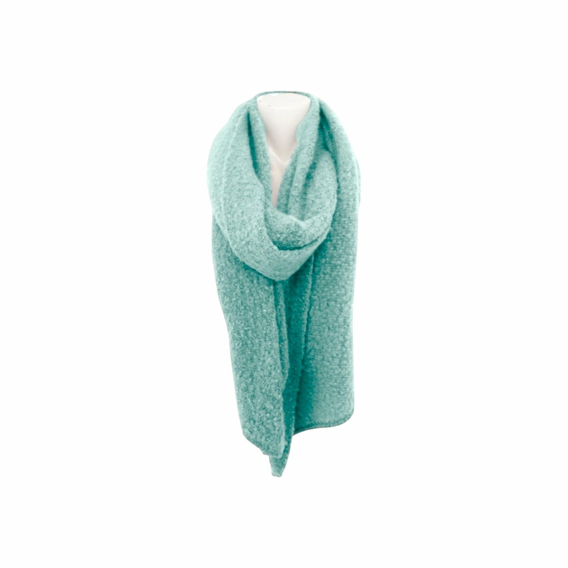 Winter Damen Schal Trapez » Bouclé Damenschal 200x40 cm » Winterschal Trapezschal » Alpaca Touch-Feeling | weich & flauschig - Mint