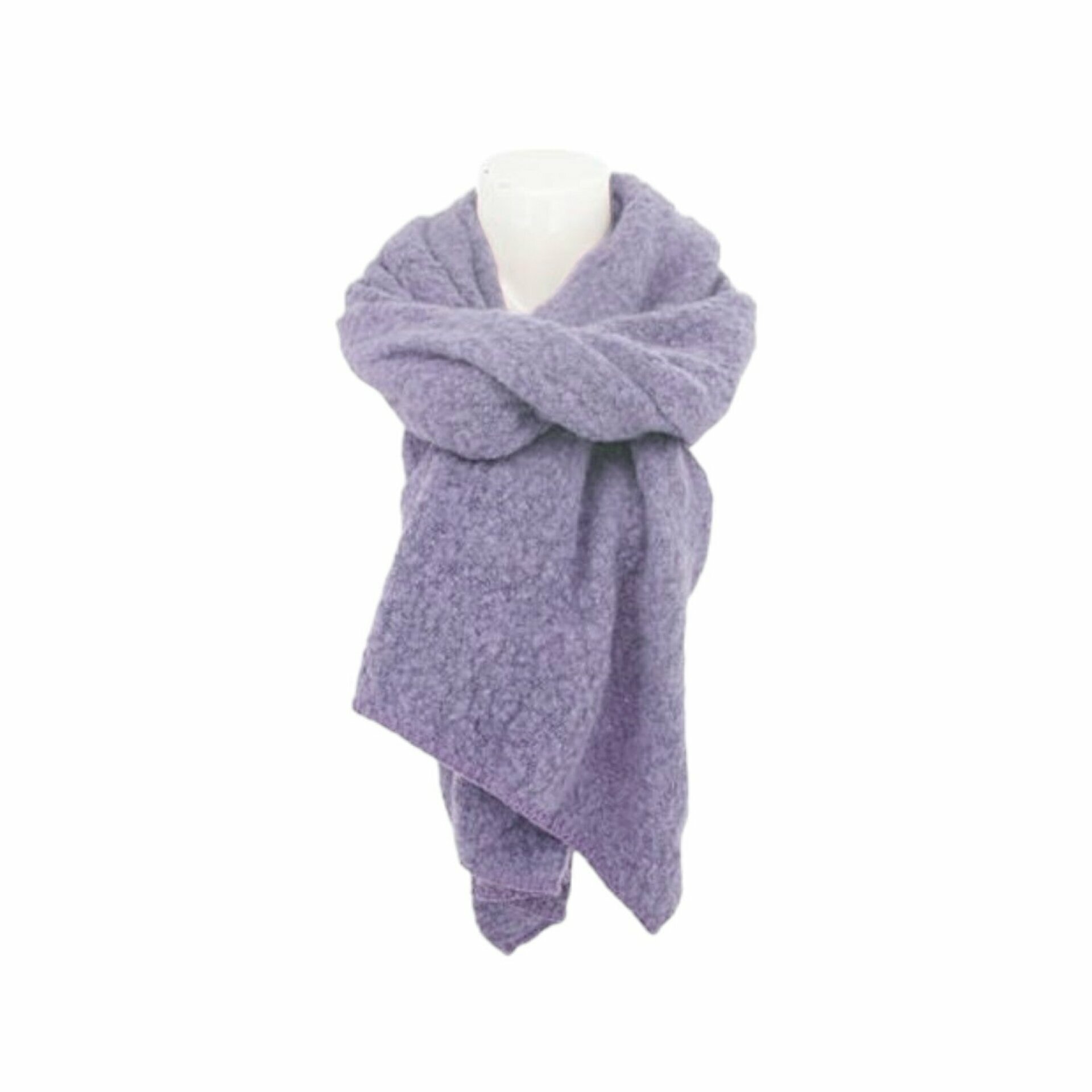 Winter Damen Schal Trapez » Bouclé Damenschal 200x40 cm » Winterschal Trapezschal » Alpaca Touch-Feeling | weich & flauschig - Lila