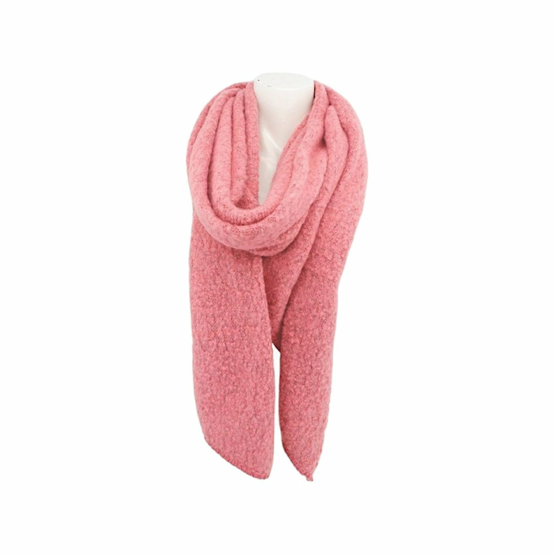 Winter Damen Schal Trapez » Bouclé Damenschal 200x40 cm » Winterschal Trapezschal » Alpaca Touch-Feeling | weich & flauschig - Koralle