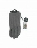 Winter Herren Handschuhe | Suede mit Linien | Winterhandschuhe mit Teddy Fütterung | mit Smartphone Touch-Funktion [Grau]