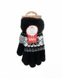 Winter Kinder Handschuhe mit Norweger Stern | Gefütterte Soft Teddy Kinderhandschuhe [Schwarz]