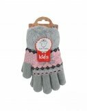 Winter Kinder Handschuhe mit Norweger Stern | Gefütterte Soft Teddy Kinderhandschuhe [Grau]