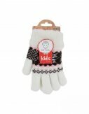 Winter Kinder Handschuhe mit Norweger Stern | Gefütterte Soft Teddy Kinderhandschuhe [Weiß]