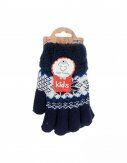 Winter Kinder Handschuhe mit Norweger Stern | Gefütterte Soft Teddy Kinderhandschuhe [Dunkelblau]