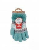 Winter Kinder Handschuhe mit Norweger Stern | Gefütterte Soft Teddy Kinderhandschuhe [Mint]