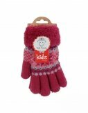 Winter Kinder Handschuhe mit Norweger Stern | Gefütterte Soft Teddy Kinderhandschuhe [Beere]