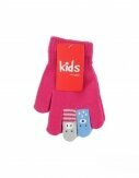 Winter Kinder Handschuhe mit Tier Fingern | Fingerhandschuhe mit bunten Tiergesichtern [Pink]