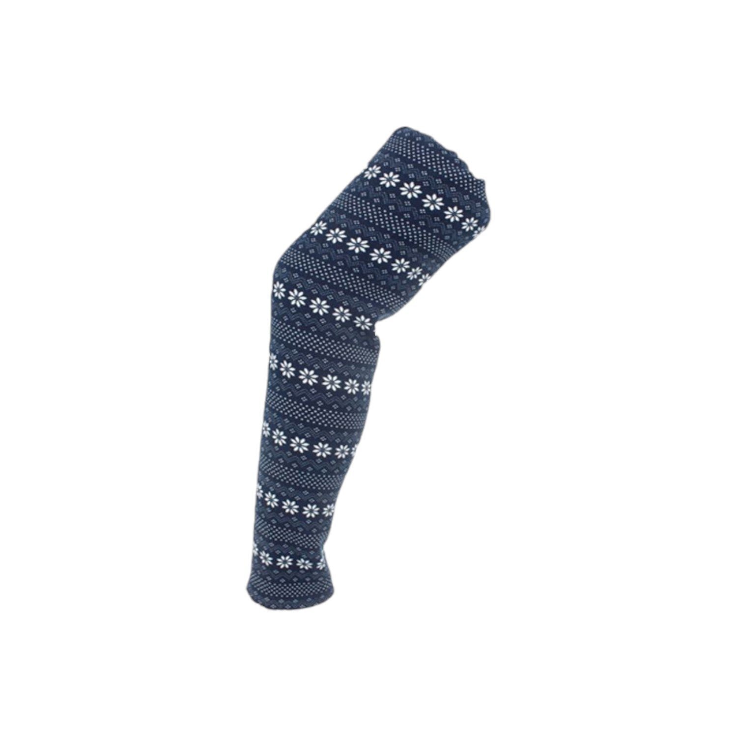 Winter Kinder Leggings » Norweger Stil » Sport Leggings für Mädchen » warme Teddy Fleece Fütterung » Kinderleggings extra warm - Dunkelblau / 128-134