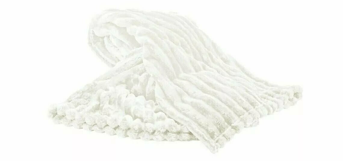 Breitcord Wohndecke XL 150 x 200 cm » dicke Kuscheldecke von 1000 Gramm » Couchdecke » Glitzer Decke - Weiß