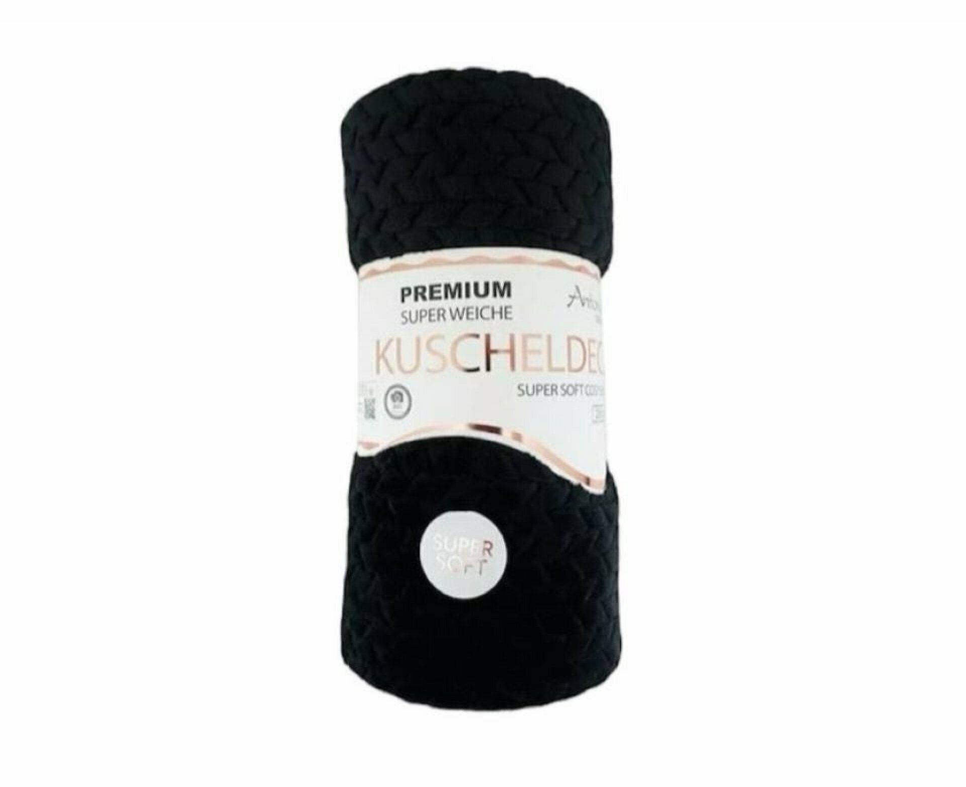 Günstige Jacquard Wohndecke » Kuscheldecke 150x200cm » Couchdecke leichter Flanell » Tagesdecke - Schwarz