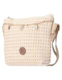 XS Damen Bast Tasche » kleine Umhängetasche ca. 18 x 15 cm » sommerliche Clutch » Handtasche mit kleinen Muscheln